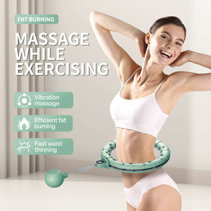 Leann L!fe 11+1 Spare Knots Waist 36" with Counter, Smart Weighted Hula Hoop for Adults Weight Loss, Infinity Hoop, Children Adult Home Outdoor Fitness Exercise, Abdominal Toner, Green