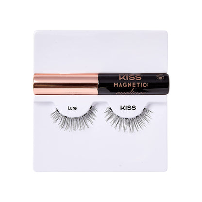 KISS Magnetic False Eyelashes, 'Lure', 12 mm, Includes 1 Pair Of Magnetic Lashes, Magnetic Lash Eyeliner, Contact Lens Friendly, Easy to Apply, Reusable Strip Lashes