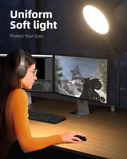 Weilisi 10.2" Desk Ring Light with Stand for Zoom Meetings, Ring Light for Desk with Clamp, 360° Rotate & Flexible Height Video Conference Light, Adjust Arm Desk Lamp Zoom Light for Home Office