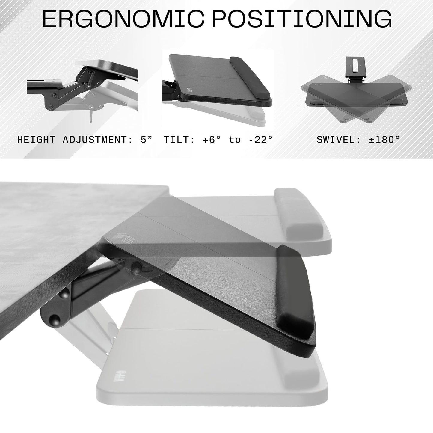 VIVO Adjustable Computer Keyboard & Mouse Platform Tray Ergonomic Under Table Desk Mount Drawer Underdesk Shelf (MOUNT-KB03B)