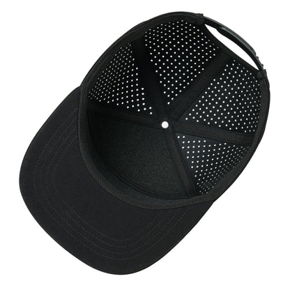 FEINION Men Flat Brim Adjustable Performance Hat Snapback Laser Perforated Baseball Cap (Black)