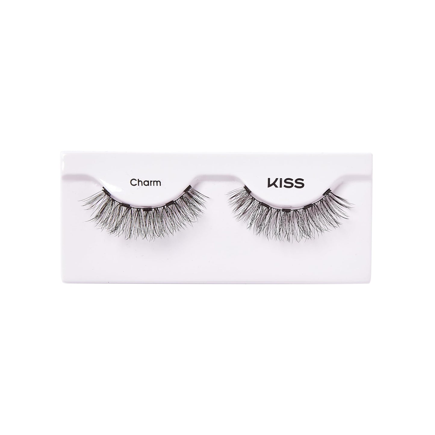 KISS Magnetic Lashes, Charm, 1 Pair of Synthetic False Eyelashes With 5 Double Strength Magnets, Wind Resistant, Dermatologist Tested Fake Lashes Last Up To 16 Hours, Reusable Up To 15 Times, Black