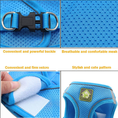 FEimaX Dog Harness and Leash Set, No Pull Breathable Soft Mesh Puppy Vest Harness Reflective Adjustable Pet Harnesses for Small Medium Dogs and Cats - Outdoor Easy Control for Walking