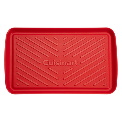 Cuisinart Grilling Prep & Serve Trays, 17x10.5 inch BBQ Tray Safe for Food Handling, 2 Dishwasher Safe Nesting Trays Black & Red, Perfect Grilling Accessories for Cooked & Raw Meat, Fits 6 Burgers