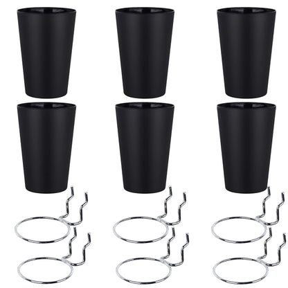 Kuhome 6 Set Ring Style Pegboard Hooks with Pegboard Cups, Black, Stainless Steel & Plastic, Ideal for Craft Room, Work Bench, Garage