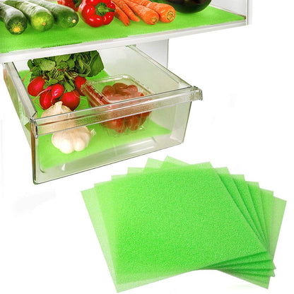 Dualplex® Refrigerator Liners Produce Saver Fridge Bin Liners 13"x10.5" Refrigerator Drawer Liners Fridge Shelf Mats Fresh Fruit & Veggie Life Extender Shelf Liner Reusable Washable & Cuttable 6 Pack