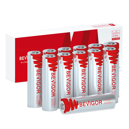 BEVIGOR Lithium Batteries AA 12Pack, 3000mAh 1.5V Double A Lithium Battery, Longer Lasting AA Batterie for Blink Smart Lock Deadbolt, Security Aralm System High-Tech Devices【Non-Rechargeable】