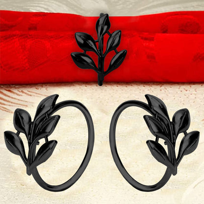 KPOSIYA Napkin Rings Set of 20 Hollow Cut Metal Napkin Holder Dinning Table Setting for Wedding Party Banquet Christmas Dinner Delicate Serviette Buckles Decor (Ye Zi-Black 20