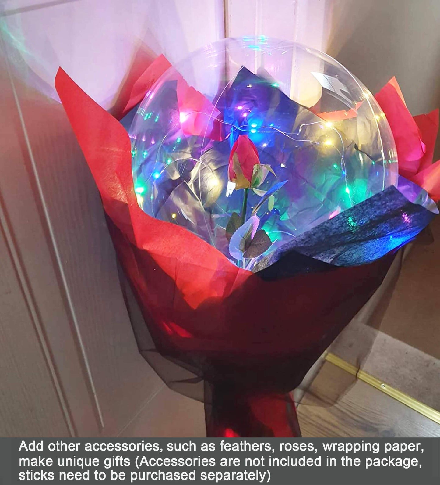 LED Balloons 10 Pack, Light Up Clear Glow Balloons 20 Inches with String Lights for Valentine's Day, Halloween, Christmas, Wedding & Birthday Parties