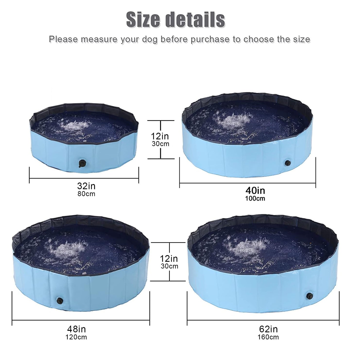 Dog Pool Foldable pet Pool Large Dog Swimming Pool pet Swimming Pool PVC Non-Slip Pool for All Kinds of Pets 63-12in