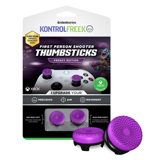 KontrolFreek FPS Freek Frenzy for Xbox One and Xbox Series X Controller | Performance Thumbsticks | 1 High-Rise, 1 Mid-Rise | Purple/Black