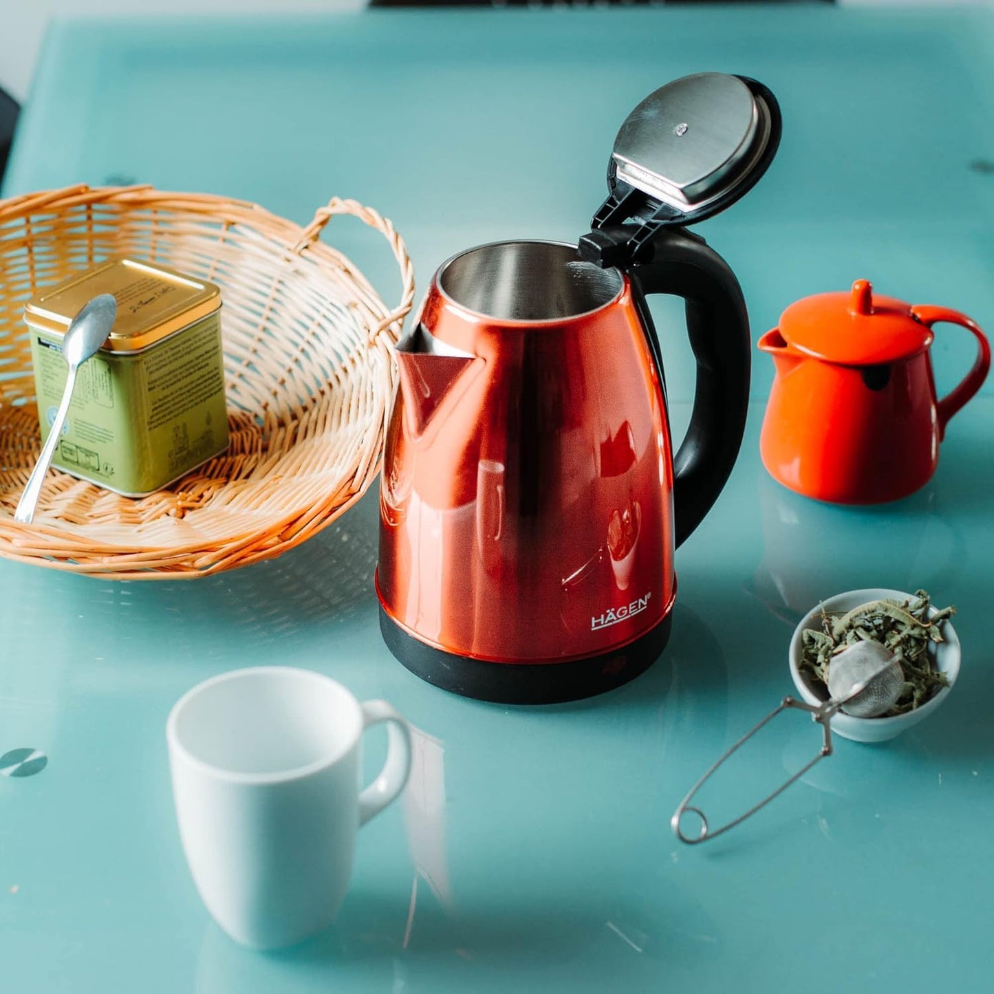 Hagen - Stainless Steel Electric Wireless Kettle 1.8L Hagen HA5525-RED Red