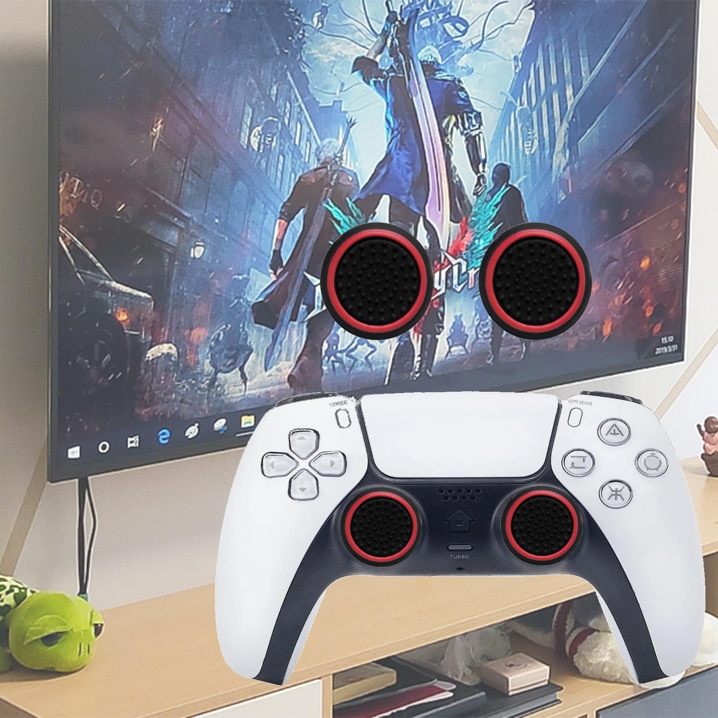 CTHTBZ 24PCS Silicone Performance Joystick Grips Analog Thumb Stick Grip Cap for PS2, PS3, PS4, PS5, Xbox One, Xbox Series X/S, Xbox 360, Switch Pro Controller (Black&Blue)