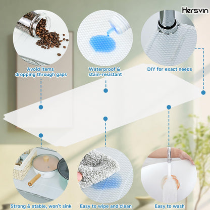 Hersvin Shelf Liners 12 in x 20 ft Thickened EVA Drawer Mats, Non-Adhesive Cupboard Pad, Kitchen Cabinet Lining Fridge Cushion (Transparent Diamond, 30.5x610cm)