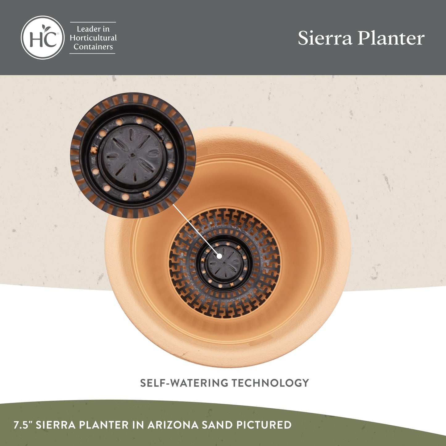 7.5" Sierra Planter w/Internal Disk Celtic Bronze