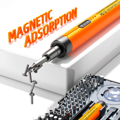 ANVANNA Electric Screwdriver, Precision Screwdriver Set, 120-in-1 Magnetic Bits, Magnetic Storage, 5 Torque Settings, Mini 3.7V Power Screwdriver Repair Tool Kit for PC RC Electronic - ORANGE