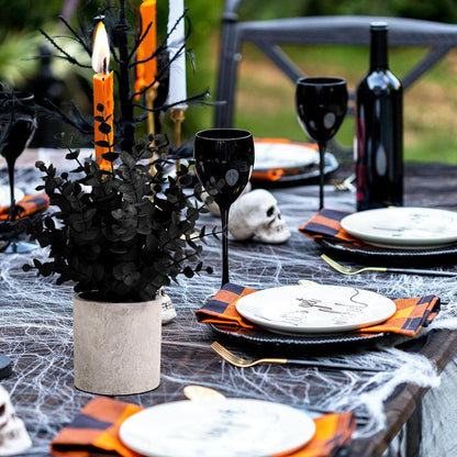 2 Pack Black Fake Eucalyptus Small Fake Plants Potted Artificial Plants for Halloween Decorations Shelf Desk Home Farmhouse Room Coffee Table Bathroom Decor(Black)