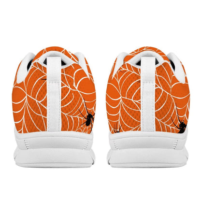 GIFTPUZZ Orange Web Men's Slip-On Sneakers Halloween Themed Lightweight Walking Shoes with Non-Slip Sole for Indoor/Outdoor Comfortable Casual Fashion Gifts for Halloween Size 45