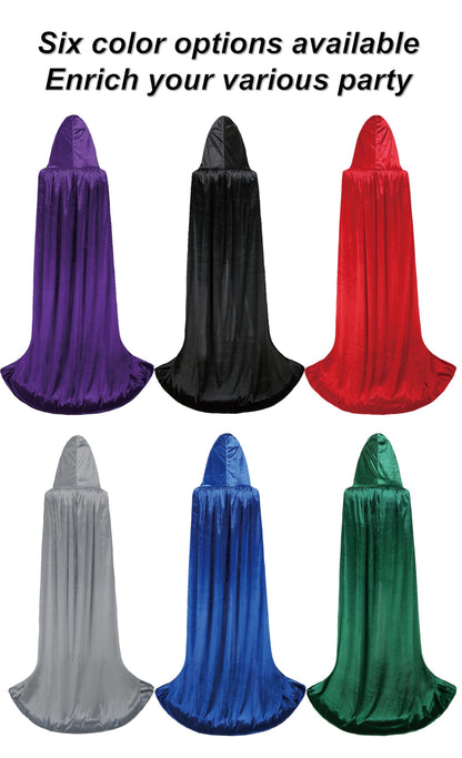Dreamture Unisex Halloween Costume Cape Hooded Velvet Cloak for Men and Womens