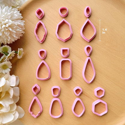 Keoker Clay Cutters, Organic Polymer Clay Cutters for Earrings Making, 20 Shapes Floral Polymer Clay Cutters, Studs Clay Cutters for Polymer Clay Jewelry (A+B)