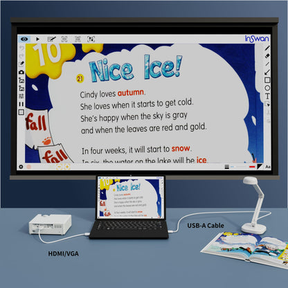 INSWAN INS-1 USB Document Camera — 8MP Ultra HD, Auto Focus, LED , Built-in Mic, Windows, Mac, iPad, Chromebook Compatible for Distance Learning, Remote Teaching, Web Conferencing, Live Demo
