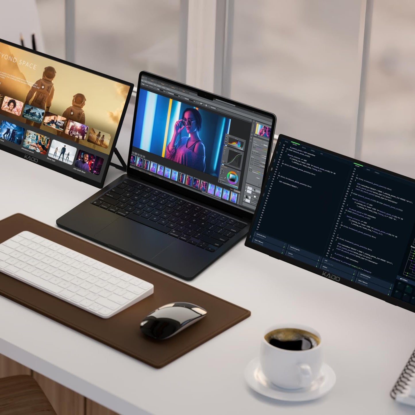 Kado Portable Monitor 15.6-Inch FHD 1080p, USB-C mini-HDMI Gaming Monitor IPS Display Built-in Speakers, External Display 180° Kickstand Wall/Arm Mount for Laptop PC Phone Mac Xbox PS4/PS5 Switch