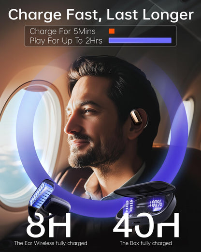 DARONGFENG Open Ear Wireless Bluetooth Headphones, Pain-Free Air Conduction Ear Buds with LED Digital Display Charging Case, Sweat Resistant for Running, Safe Driving, and Extended Daily Use