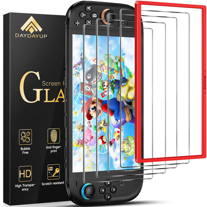 daydayup 4-Pack Screen Protector Tempered Glass for Nintendo Switch 2 [7.9 inch] 2025 with [Alignment Frame] -HD Clear Anti-Scratch Travel Transparent Clear Screen Protector