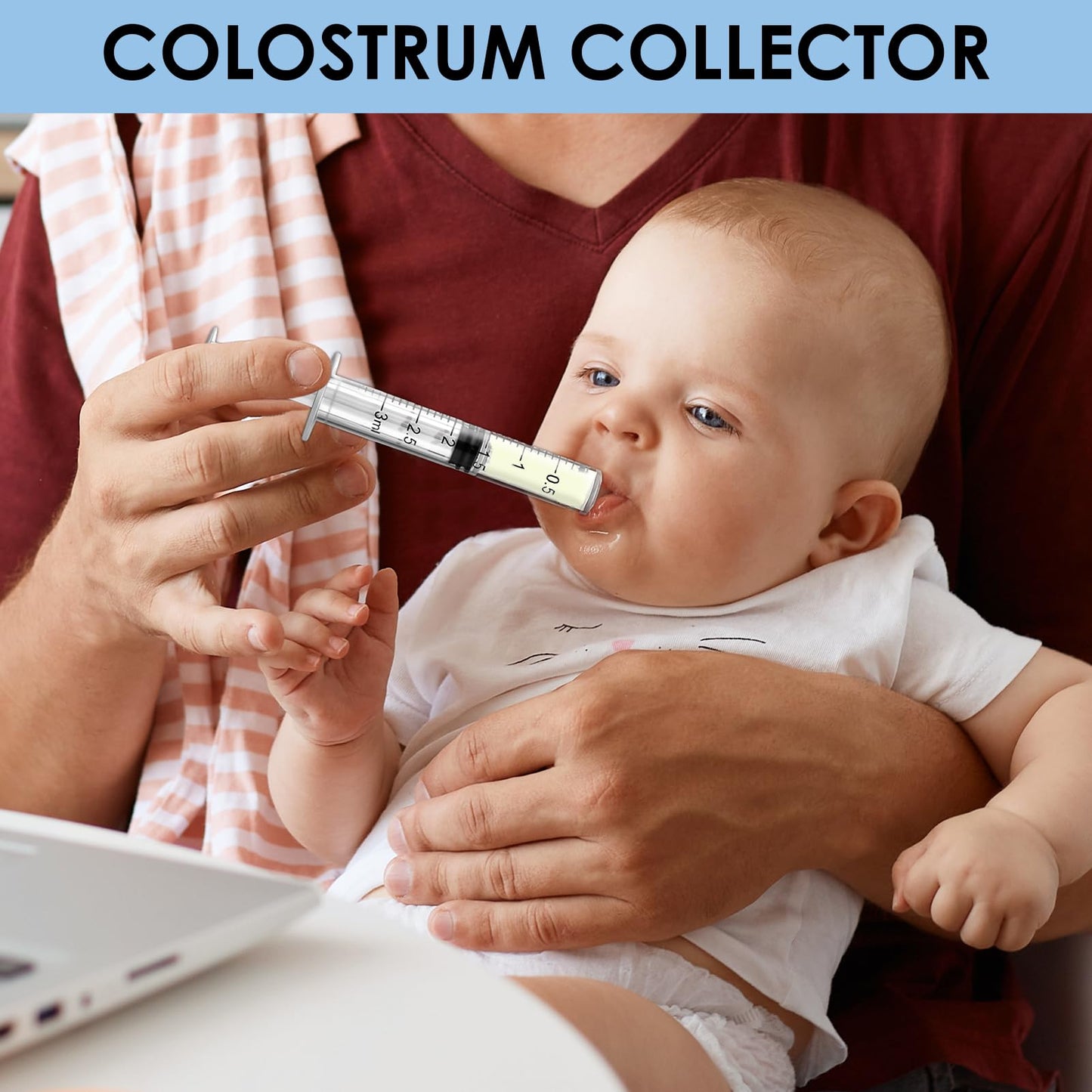 42 Pcs Colostrum Collector Kit, 20 Sterile Sealed Breast Milk Collector(3 ML) - Syringe No-needle with Sealed Caps 20 Stickers 1 Colostrum Collection Measuring Cup(20ml) 1 Slide Lock Storage Bag for Breastfeeding