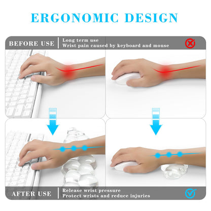 Gel Cloud Keyboard and Mouse Wrist Rest, Cute Wrist Support and Arm Support Keyboard Rest for Keyboard and Mouse Typing Pain Relief，Suitable for Office/Computer/Laptop/Gaming（White）