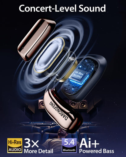 DARONGFENG Open Ear Wireless Bluetooth Headphones, Pain-Free Air Conduction Ear Buds with LED Digital Display Charging Case, Sweat Resistant for Running, Safe Driving, and Extended Daily Use