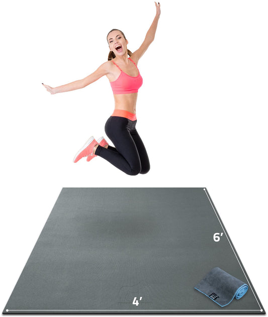 Gorilla Mats Premium Large Exercise Mat – 6' x 4' x 1/4" Ultra Durable, Non-Slip, Workout Mat for Instant Home Gym Flooring – Works Great on Any Floor Type or Carpet – Use With or Without Shoes