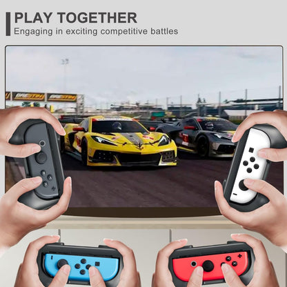 Gepicest Switch Accessories Grip Holder for Joycon Controller Compatible with Switch Handheld Remote, Kit Set Grips Holder for Dual Joycon Remote Controller Black 4 Packs