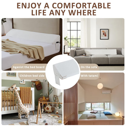 Homemate King Size（76"x10"x6"） Bed Wedge Pillow for Headboard - Bed Gap Filler(0-8") - Triangle Bloster Pillow Wedge - White