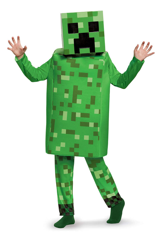 Creeper Deluxe Minecraft Costume, Green, Small (4-6)