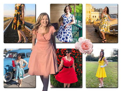 Hanpceirs Women's Cap Sleeve 1950s Vintage Party Dress Cocktail Dress Formal Dresses with Pocket Pumpkin L