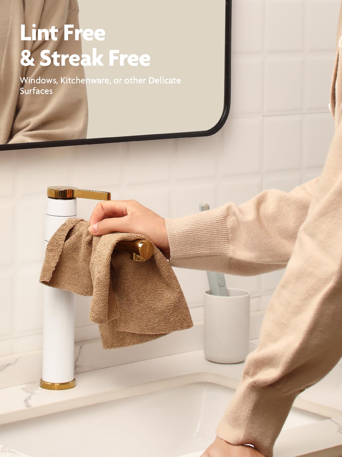 Fantasticlean Microfiber Cleaning Cloth Roll -60 Pack, Tear Away Microfiber Towels, 12" x 12", Reusable, Washable, Scratch Free, Ultra Absorbent Dish Rags for Car, Home, Garage or Shop (Beige & Tan)