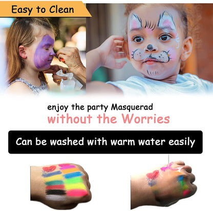 6 Pcs Glow in The Light Body Face Paint, Face Painting Kit, UV Crayon Kit Fluorescent Body Paints for Adults for Birthday Party Halloween Masquerade Makeup Outdoor for Kids