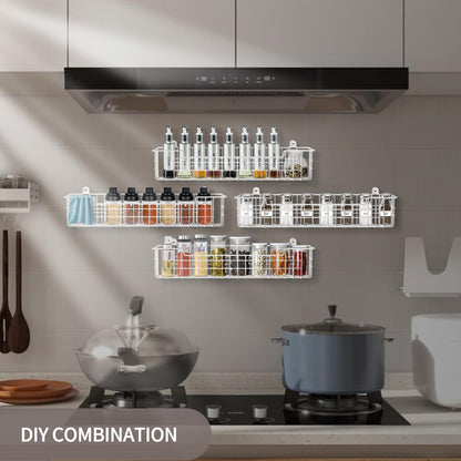 Spice Rack Organizer Wall Mount, Spice Organization Storage Shelf for Cabinet Door, 2 Packs Wall Spice Rack Saving Space for Kitchen, Black