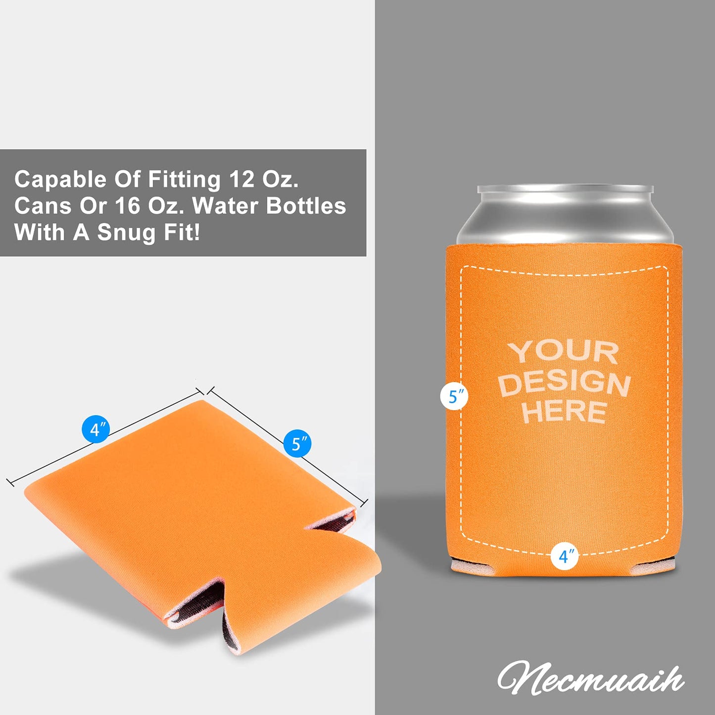 50 Pack Beer Can Coolers Sleeves, Soft Insulated Reusable Drink Cooler for Water Bottles, Blank Collapsible Soda Cover Cooler, DIY Customizable for Parties, Events or Weddings, Bulk