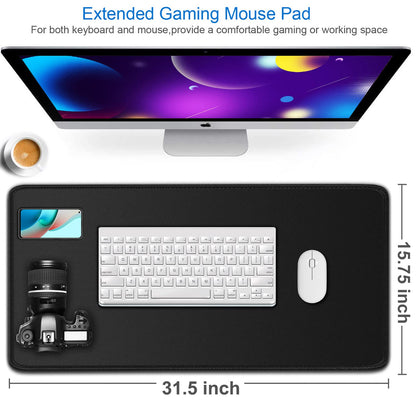 Large Gaming Mouse Pad, 31.5x15.7 inch Large Extended Computer Keyboard Mouse Mat, Water Resist Non-Slip Mousepad Rubber Base Long XXL Desk Mouse Pad for Work & Gaming, Office & Home, Black