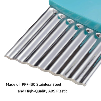 Crinkle Cutter, Stainless Steel Waffle Fry Cutter, Wavy Chopper for Veggies Potato Carrots Butter Lettuce, 2 PCS(Green and Blue)