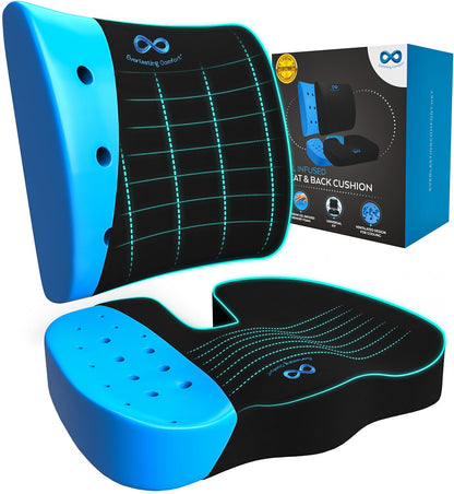 Everlasting Comfort Doctor Recommended Memory Foam Seat Cushion for Office Chairs & Car Seat - Ergonomic Office Desk Accessories for Tailbone Pain Relief, Sciatica & Back Support