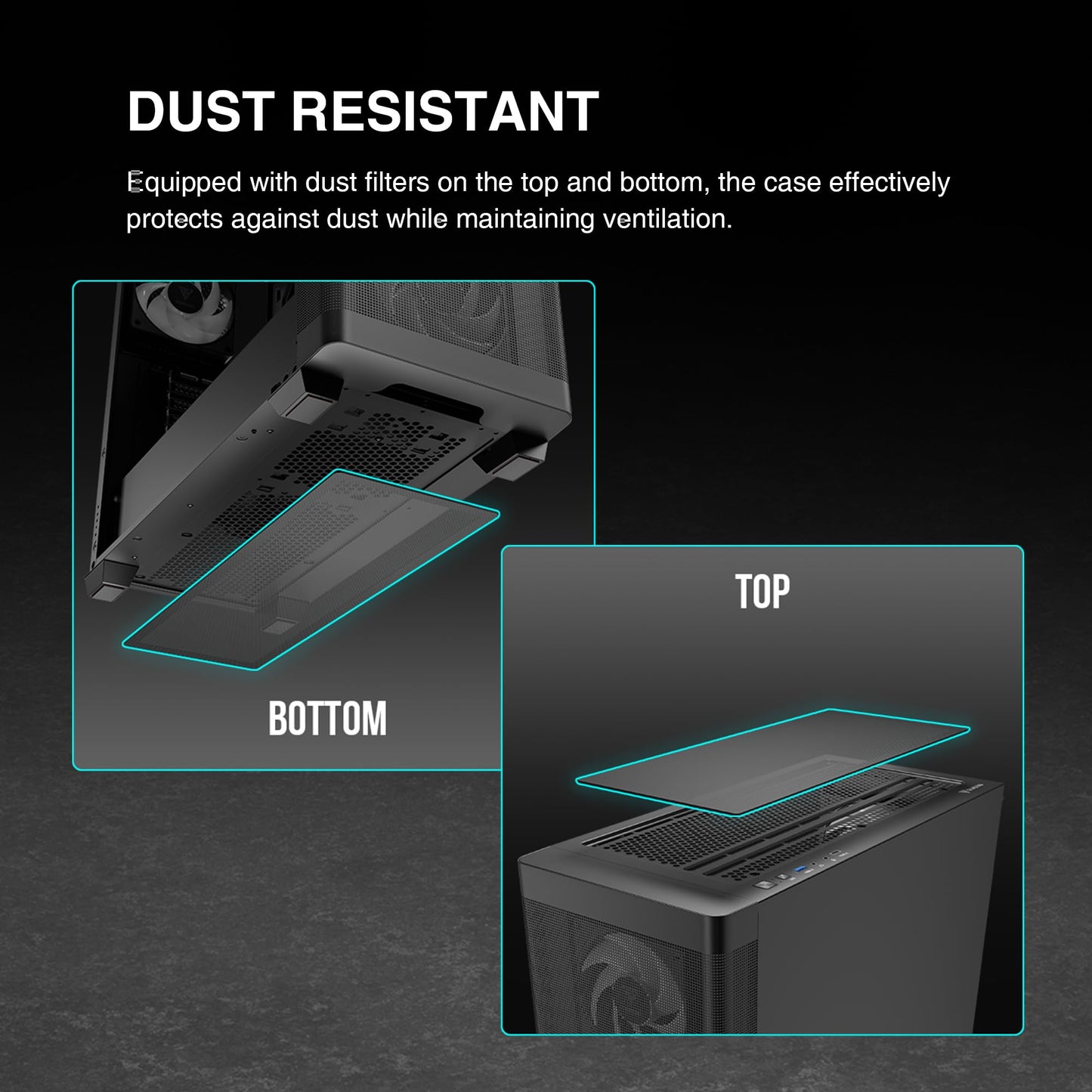 GAMDIAS ATX Mid Tower Computer Case Tempered Glass, Gaming PC Case Support Dual 360mm AIO/Radiator, 7x120mm Case Fans (4X 120mm Built-in), 420mm GPU/VGA, USB3.0X 2, Type C x1, 170mm CPU Cooler