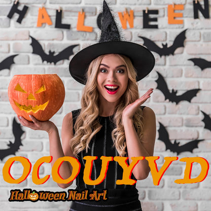 Halloween Yellow Flowers Press on Nails Short Square Fake Nails with Cute Little Ghost Designs Black Matte Artificial Nails Full Cover Stick on Nails Halloween Glue on Nails for Women Nail Art DIY