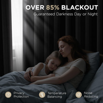 Joydeco 84 Inch Blackout Curtains for Bedroom - Thermal Insulated Room Darkening Light Blocking Curtains with Grommets, Noise Reducing & Wrinkle-Free Drapes for Living Room Windows, 2 Panels