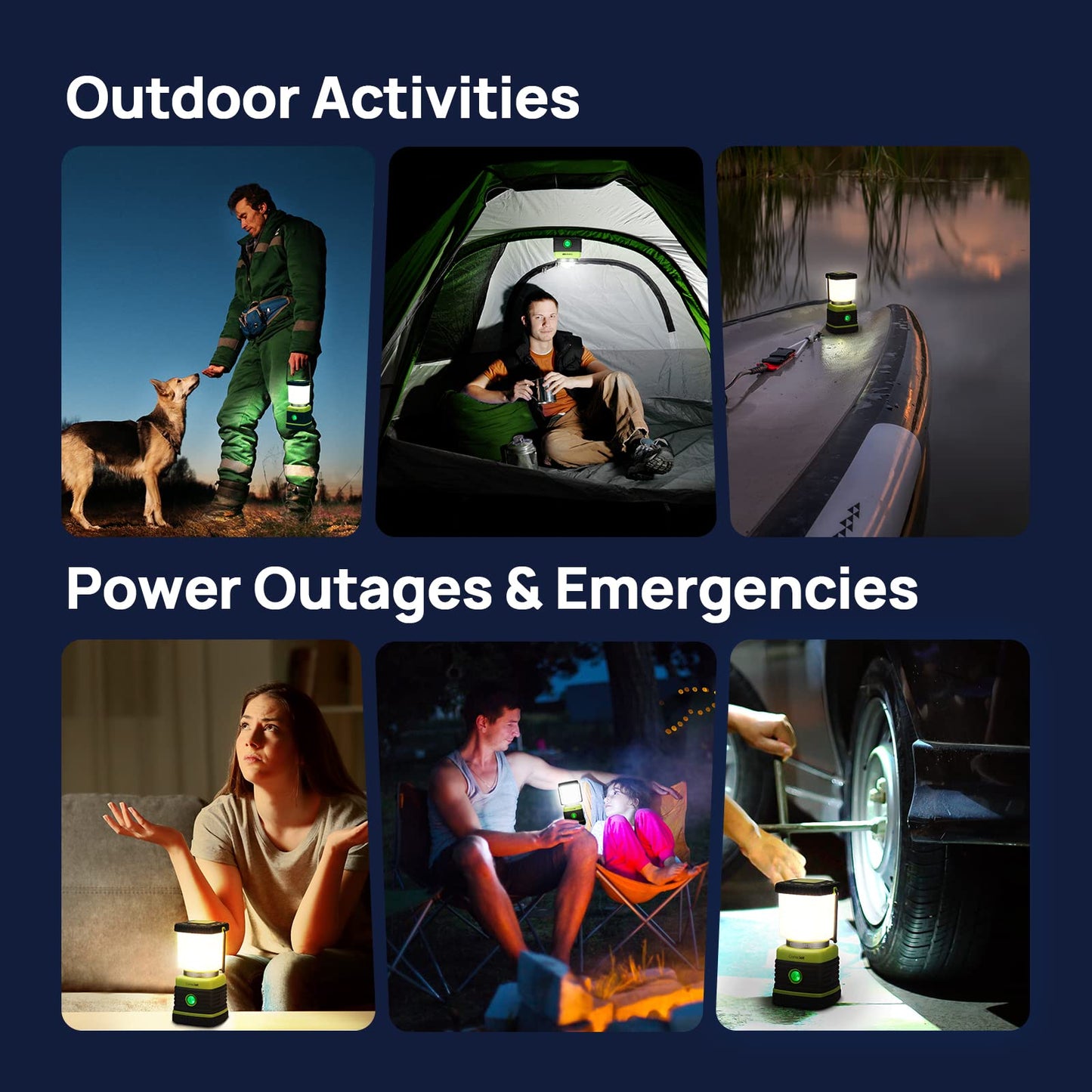 LED Camping Lantern, Consciot Battery Powered Camping Lights, 1000LM, 4 Light Modes, IPX4 Waterproof Tent Lights, Portable Flashlight for Power Outages, Emergency, Hurricane, Hiking, 2-Pack