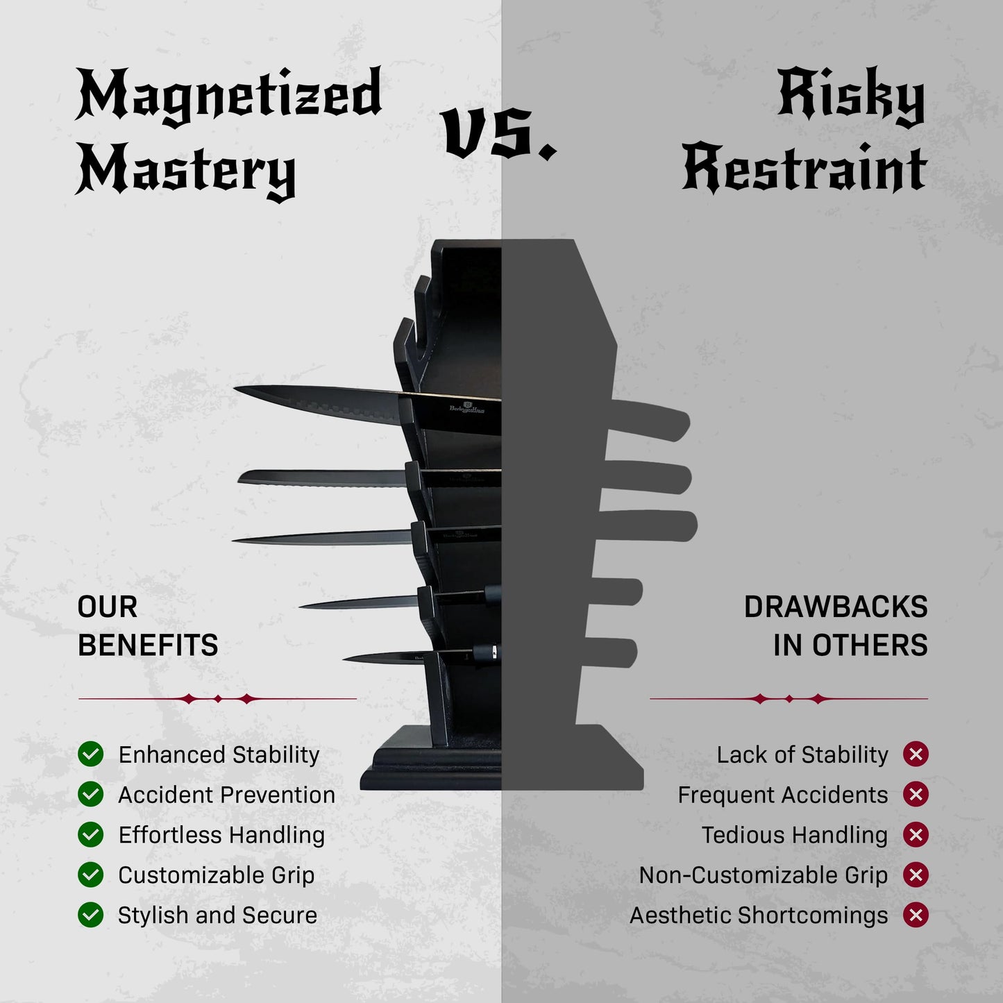 Coffin knife holder has 14 Magnets for 7 knives- Gothic Kitchen Decor and Goth Kitchen Accessories, Gothic Knife Holder, Halloween Knife Holder for Goth Kitchen, Littlesy （Without Knives）