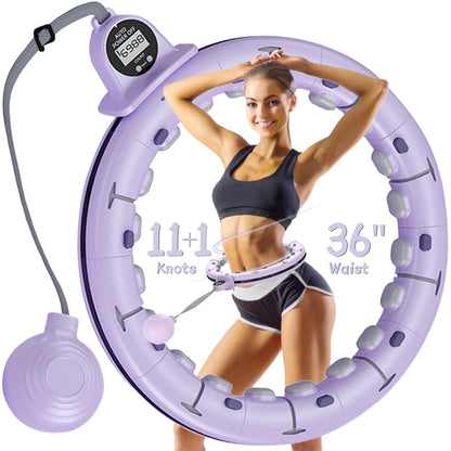 Leann L!fe 11+1 Spare Knots Waist 36" with Counter, Smart Weighted Hula Hoop for Adults Weight Loss, Infinity Hoop, Children Adult Home Outdoor Fitness Exercise, Abdominal Toner, Purple