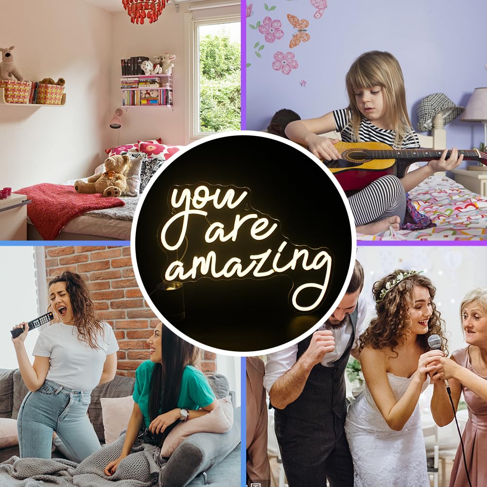 This Must Be The Place Neon Sign Warm White Letter Led Signs for Wall Decor Usb Word Light Up Signs for Bedroom Salon Man Cave Beer Home Bar Wedding Birthday Party Decor Gifts